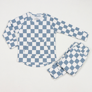 <span class=keywords><strong>Pigiama</strong></span> per bambini in cotone di bambù <span class=keywords><strong>2</strong></span> <span class=keywords><strong>pezzi</strong></span> comodo abbigliamento per bambini Set Jogger a scacchi abbigliamento per bambini inverno - Product Image 5