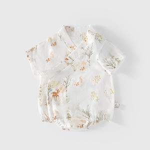 Combinaison unisexe en gaze <span class=keywords><strong>de</strong></span> coton ultra-fine pour nouveau-né, barboteuse d'été à manches courtes, style triangle, vêtements <span class=keywords><strong>de</strong></span> moine - Product Image 6