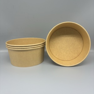 Tazones Redondos de Papel Kraft Marrón de 500 ml y 1000 ml del Fabricante, Tazones de Papel para Envasar Alimentos y Ensaladas - Product Image 1