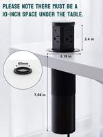 Prise escamotable pneumatique industrielle 4 prises 2 USB-C 15W avec recharge sans fil IP22 et porte de sécurité pour hub d'alimentation de cuisine/bureau