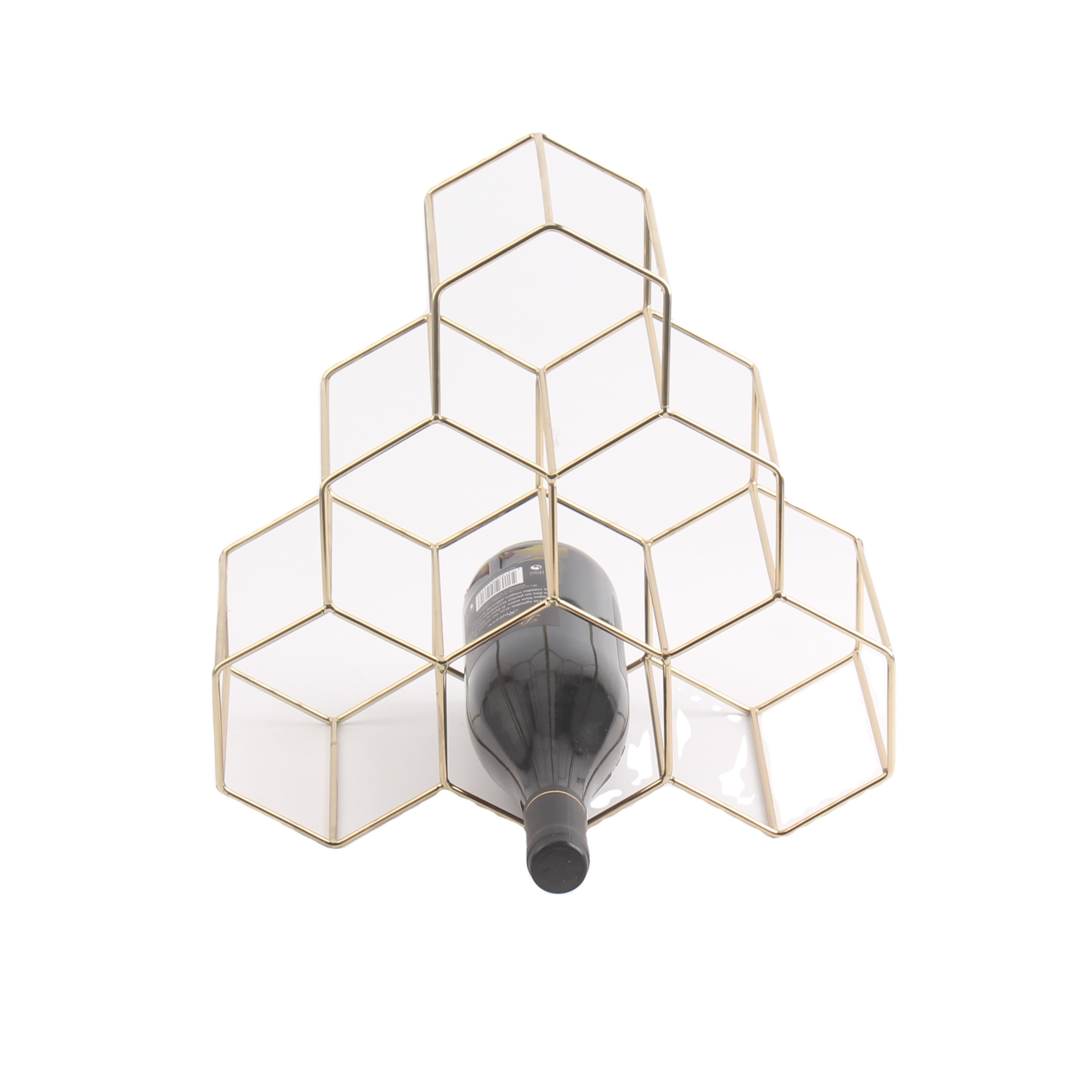 Golden Wire 6 Bottle Wine Rack Free Standing Bottle Holder Countertop Storage