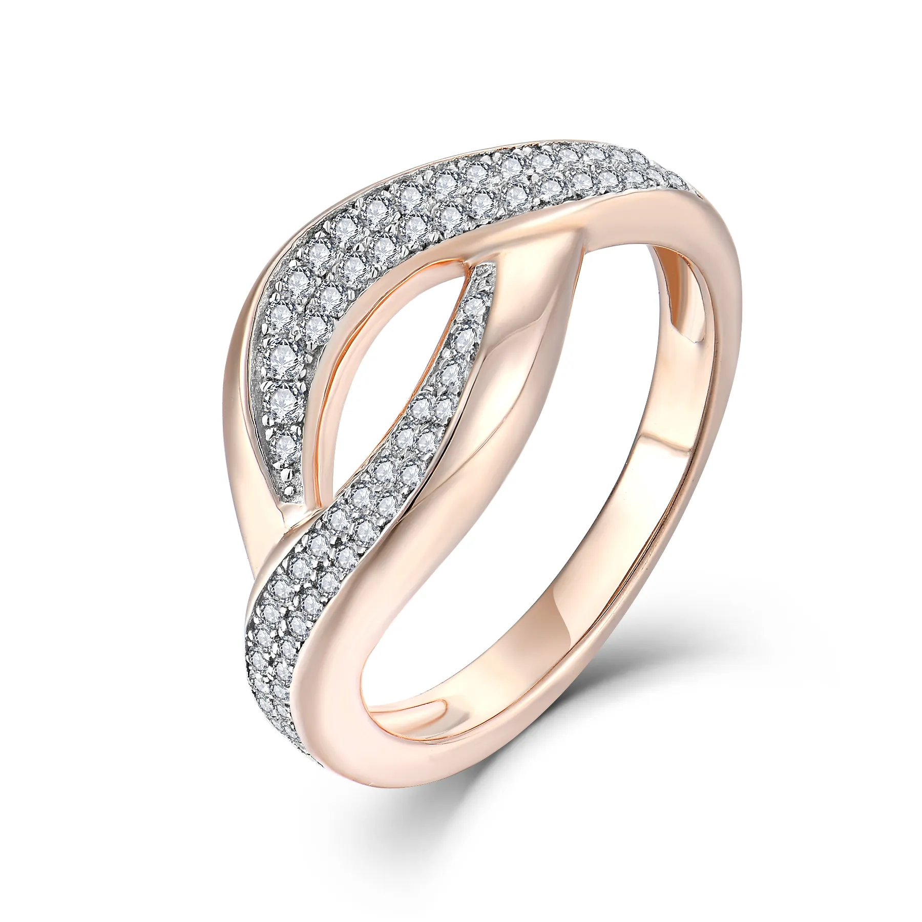 Fashion Wholesale American Rose Gold Plated Jewelry Paved Diamond Rings White Cubic Zirconia Rings for woman