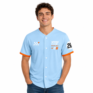 Camiseta de Béisbol de Secado Rápido y Transpirable para Hombre, Diseño Gráfico Personalizado, Cierre de Botones, Manga Corta, Uniforme para Día de Carreras de Motorsport - Product Image 4