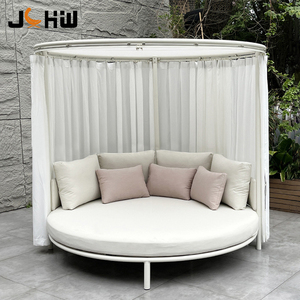Lujo Resort Hotel Playa Patio Dosel al aire libre Muebles Piscina <span class=keywords><strong>Cama</strong></span> de salón ajustable Aluminio Jardín moderno Daybed con cortina - Product Image 2