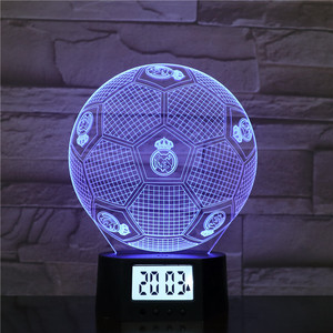 FC football forme 3d led illusion lumière refroidissement capteur intelligent <span class=keywords><strong>chevet</strong></span> veilleuse temps réveil <span class=keywords><strong>lampe</strong></span> pour garçons - Product Image 3