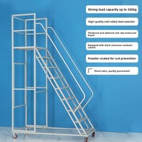 Plateforme mobile et échelle escamotable en acier au carbone pour rayonnage de supermarché, avec échelle détachable et roues ultra-silencieuses