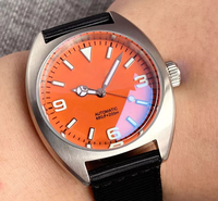 Petite montre de pilote de plongée Tandorio 36mm pour hommes NH35 Auto Sunburst cadran bleu AR saphir 200m étanche