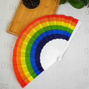 Customized Logo Print Chinese Style Plastic Crafts Hand Fan Waterproof Fabric Lovely Business Gift for Home Decoration Souvenir