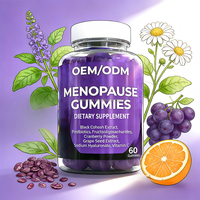 Complément alimentaire personnalisé OEM pour la ménopause chez la femme, avec canneberge, cohosh noir et postbiotiques, sous forme de gommes pour la santé intestinale et des voies urinaires