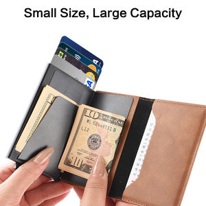 New Arrival Men's Brown PU Material <b>RFID</b> Blocking Smart Card and Credit <b>Wallet</b> High Capacity Drop Shipping - Product Image 4