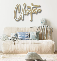 Panneau nominatif personnalisé en acrylique avec police cursive, monogramme initial, ornement mural pour la maison