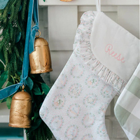 Vente en gros Bas de Noël Vichy Bas de Noël Chaussettes de Noël en toile de coton
