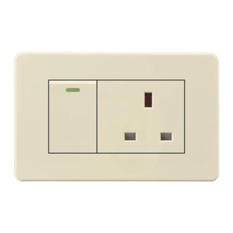VNX USA Standard One Gang Electrical Switch Panel PC Material 13A Wall Socket Switch for Home