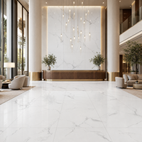 Carreaux de sol en porcelaine marbrée blanche brillante 600x600mm, polis, Piso Porcelanato pour projet hôtelier