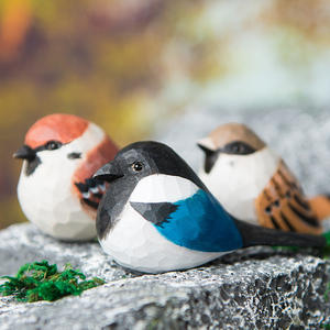 Sculpture en bois écologique faite à la main ornements d'<span class=keywords><strong>oiseau</strong></span> mignon gros <span class=keywords><strong>oiseau</strong></span> gazouillis pour bureau bureau décor de noël artisanat en bois - Product Image 4