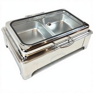 Chauffe-plats électrique en acier inoxydable, chauffe-plats carré, conservation de la chaleur, couvercle rabattable, couvercle à roulettes, <span class=keywords><strong>buffet</strong></span> commercial - Product Image 5