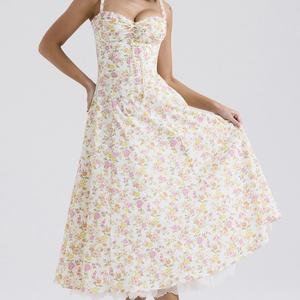 Vestido Halter Floral de Verano Francés de la Serie Temperament, con Opción de Personalización de Muestras, Estilo Viento Suave, Falda Larga Ajustada con Estampado Floral - Product Image 3