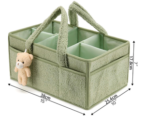Organisateur de couches portable pour bébé, en <span class=keywords><strong>sherpa</strong></span>, doux et respirant, pour table à <span class=keywords><strong>langer</strong></span>, panier de rangement pour couches, ours en peluche - Product Image 4