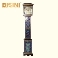 Horloge de sol cloisonnée de luxe exquise avec pendule en cuivre plaqué or motifs floraux classiques horloge de sol en émail