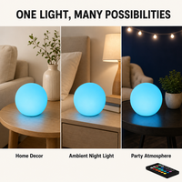 Lampe sphérique LED CoolQIing PE avec télécommande, rechargeable, lumière d'ambiance, lampe de chevet pour chambre à coucher
