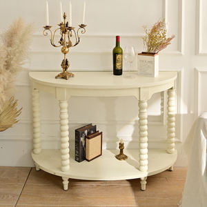 INNOVA Home Living Room - Mesa Consola Semicircular de Madera Maciza Blanca de Estilo Europeo Moderno para Hotel y Comedor - Product Image 2