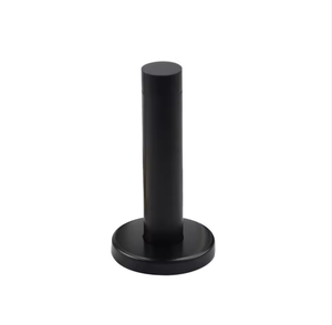 Tope de Puerta de Diseño Moderno en Plástico y Acero, Color Negro Satinado, Tope de Puerta Interior - Product Image 1
