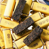 Teh Puerh Yunnan Premium Lao Banzhang dari Pohon Kuno, Pu'er Matang Fermentasi, Bata Teh Persegi Terkompresi dalam Kantong, Teh Kesehatan