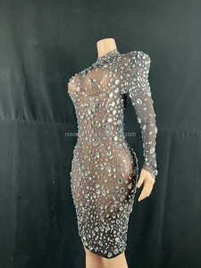 NOVANCE Y2201-B Nouvelles technologies <span class=keywords><strong>Vêtements</strong></span> Femmes Robe noire transparente étincelante <span class=keywords><strong>de</strong></span> diamants Robe <span class=keywords><strong>de</strong></span> <span class=keywords><strong>mère</strong></span> <span class=keywords><strong>de</strong></span> <span class=keywords><strong>la</strong></span> <span class=keywords><strong>mariée</strong></span> Cérémonie Fête - Product Image 5