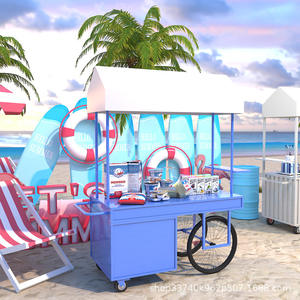 รถเข็นอเนกประสงค์พับได้สำหรับใช้งานกลางแจ้ง 220V รถเข็นเสิร์ฟอาหาร รถเข็นไอศกรีมและบาร์บีคิว รถเข็นจัดแสดงดอกไม้สำหรับขนมและบาร์บีคิว - Product Image 3