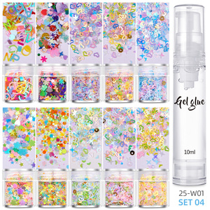 DIY Nail Art Paillettes Glitter Gradient Gel Tattoo Glue Light Skin Tone Polish sous forme de poudre de 5g - Product Image 2