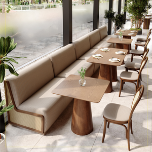 Bộ bàn ghế nhà hàng hiện đại với mặt bàn gỗ, bàn dùng cho quán cà phê và bộ ghế da dành cho nhà hàng - Product Image 2