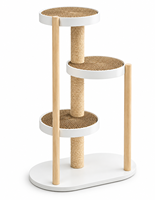 Arbre à chat moderne à 3 niveaux en bois, avec poteaux à gratter en sisal et plateformes rondes, pour chats d'intérieur - Vente en gros fabricant
