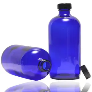 16 Unzen Cobaltblau nachfüllbare runde Aufbewahrungs-Glasflasche aus Boston für Kombucha Ätherisches Öl
