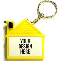 Porte-clés mètre ruban personnalisé en forme de maison – Cadeau promotionnel pour agents immobiliers et nouveaux propriétaires – Compact, précis et durable