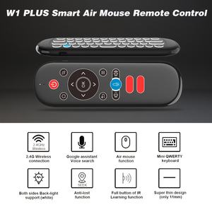 W1 PLUS 2.4GHz Smart Air Mouse con Control <span class=keywords><strong>Remoto</strong></span>, Búsqueda por Voz, Asistente <span class=keywords><strong>de</strong></span> Google, Mini Teclado QWERTY Retroiluminado, Aprendizaje IR, Antipérdida - Product Image 2