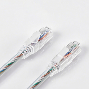 สายแพทช์โปร่งใส Cat5E RJ45 UTP สายแลนทองแดงเปลือย Cat5 สายเคเบิลเครือข่าย Cat 5  หุ้มฉนวน PVC LSZH ขนาด 24AWG 26AWG 8P8C สายอีเธอร์เน็ต - Product Image 1