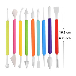 Ensemble d'ustensiles de pâtisserie et de décoration de gâteaux, outils de sculpture de fondant, 9 pièces, stylo de sculpture <span class=keywords><strong>en</strong></span> plastique pour fondant - Product Image 1