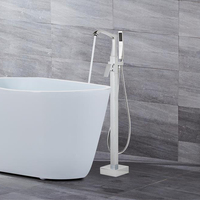 Ensemble de robinet de baignoire sur pied avec douchette, robinet de baignoire autoportant en laiton pour salle de bain, eau froide et chaude, vente en gros