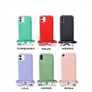 Étui de téléphone en silicone véritable DAM pour iPhone 15 Pro avec cordon et design uni sans support - Product Image 1