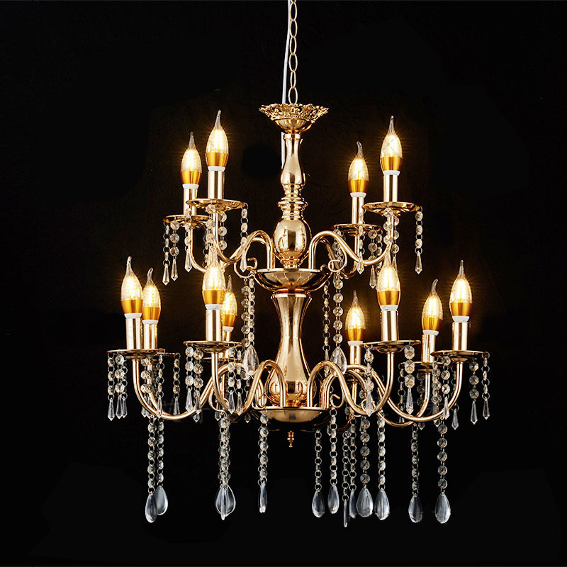 Hotel Decor Home Living Room Fixture Crystal Chandelier Luxury Bedroom Lighting Wedding Gold Color Led Ceiling Light