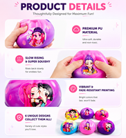 Jouets Squishy en PU à Rebond Lent Imprimés Personnages de Dessins Animés, Jouets Anti-Stress Mignons en Forme de Boulette de Pâte Cuite à la Vapeur