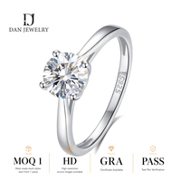 Bague solitaire en moissanite ronde couleur D, argent 925, clarté VVS, testée au stylo de vérification, vente en gros, fournisseur de bijoux en vrac