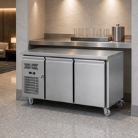 Réfrigérateur commercial en acier inoxydable sous comptoir, 2 portes, table de travail réfrigérée