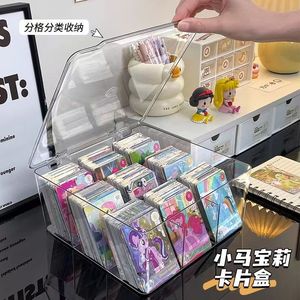 Transparent Card Storage Box 20x20cm Nine-Grid Partitioned Flip Top Organizer For Collectible Cards Portable Large Capacity - Product Image 3