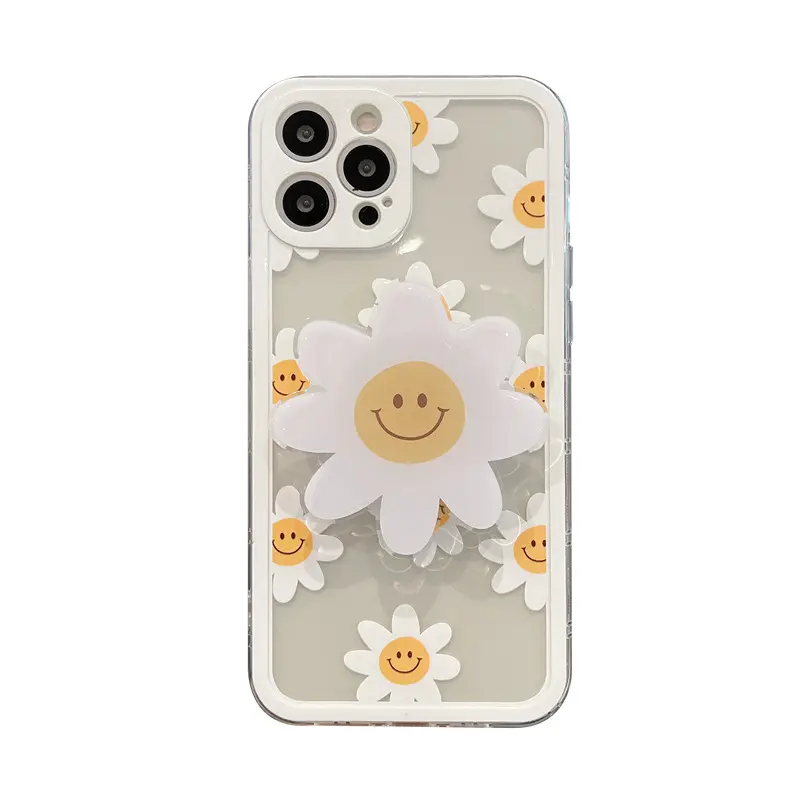 Simple Clear Cute Smile Sun Flower Daisy Soft TPU Phone Case For iPhone 13 Pro 12 Pro Max 11 XS Max