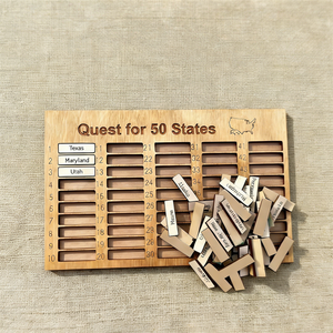 <span class=keywords><strong>Puzzle</strong></span> en bois « Recherche des 50 États » - Carte de suivi des voyages aux États-Unis pour les soirées de jeux en famille - Product Image 2