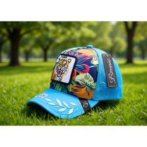 Cappello Trucker Bonne in Tessuto a Rete Traspirante Impermeabile con Ricamo Stampa Tigre Unisex Adulto a 6 Pannelli per Primavera Estate - Product Image 2