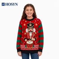 Tricotage Jacquard Personnalisé OEM pour Enfants Filles, Motif Casse-Noisette de Noël, Idéal pour Séances Photo de Famille en Vacances