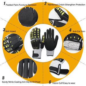 Petrol sahası şok geçirmez madencilik eldiven Sandy nitril kaplı TPR eldiven Anti yüksek darbeye dayanıklı koruyucu eldiven Guantes de Impacto - Product Image 2