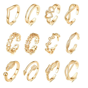 Fashion 18k PVD Gold Plated Stainless Steel Toe <b>Rings</b> <b>Adjustable</b> Toe <b>Rings</b> Women Flower Patter Flat Sandals Toe <b>Rings</b> Jewelry - Product Image 1